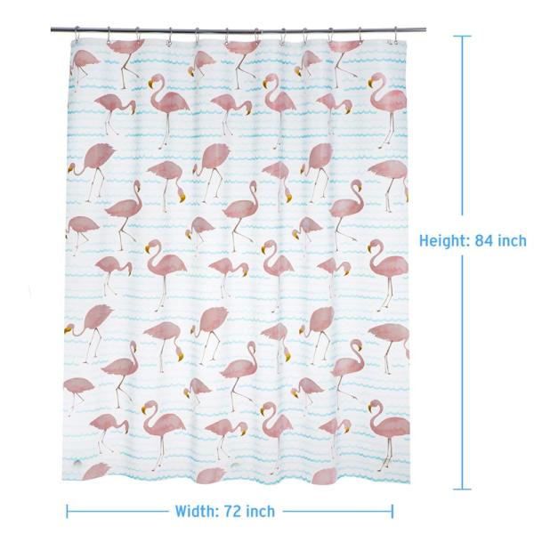Flamingo Shower Liner Curtain Disposable PEVA Waterproof Thick Bathroom Plastic Shower Curtains