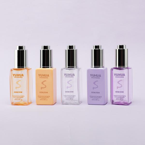 Buy cheap Square Serum Dropper Bottles with Silk Screen/Hot Stamping/Labeling Printing in Clear Green Blue or White from wholesalers