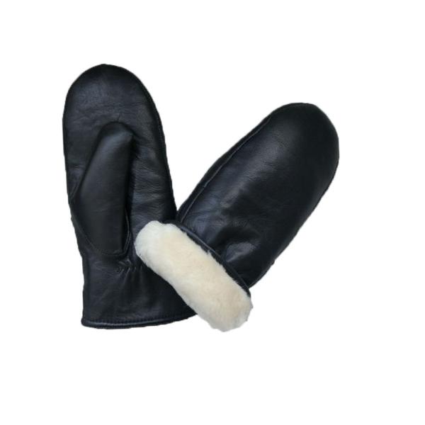 Quality Genuine Winter Leather Mitten Gloves Thick Shearling Wool Lined Mittens for sale