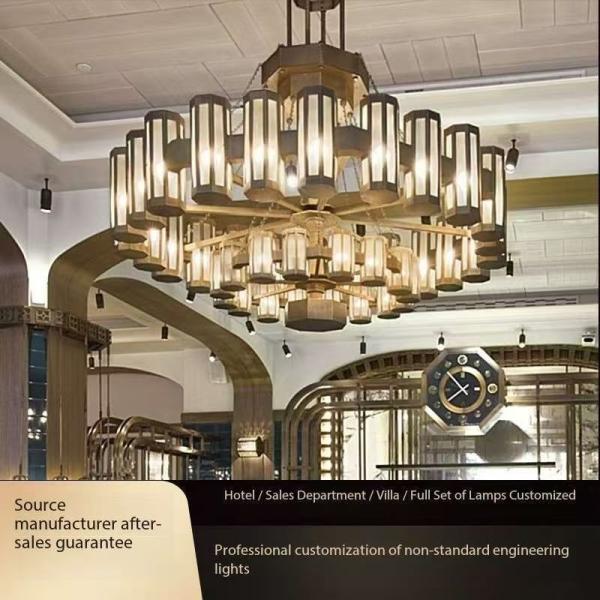 Buy cheap AC 85-265V Voltage Modern Indoor Lighting Large Foyer Chandelier For Chinese Simple Metal Copper Hot Pot Restaurant from wholesalers
