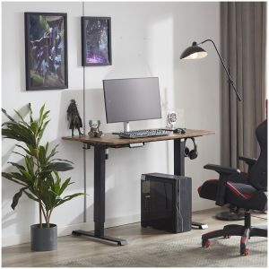 Buy cheap Electric Sit Stand Up Desk for Adjustable Height Brown Wooden Laptop Gaming Work Table from wholesalers