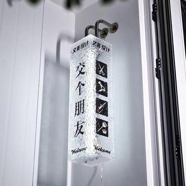 Buy cheap Stone print acrylic light box custom personality L-shaped side sign design from wholesalers