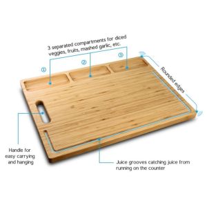 Buy cheap Varnished Surface Bamboo Cutting Board Set With 3 Separate Compartments from wholesalers