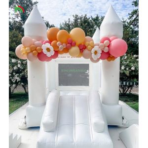 Custom Wedding Party Inflatable Bouncer White Bouncy House Jumping Castle