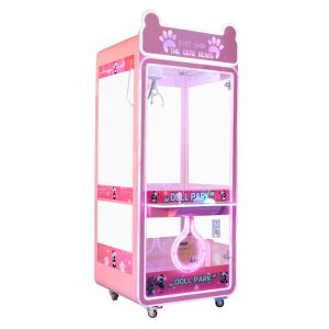 Bear Claw Crane Arcade Machine With Glass Cabinet