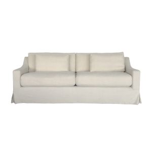 Linen Upholstery Two Cushion Sofa With Removable Covers And Throw Pillows