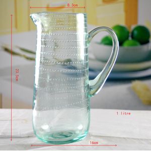 Buy cheap Recycle Green Spiraling Bubbles  Glass Water Pitcher , Large Glass Pitcher from wholesalers