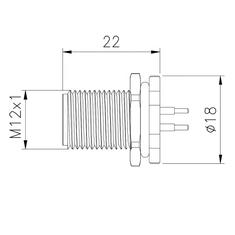 M12 Waterproof Connector with Temperature Range -25°C to +85°C Rated Voltage
