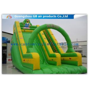 Kubus Theme Green Inflatable Dry Slide Trampoline Slide For Commercial Party