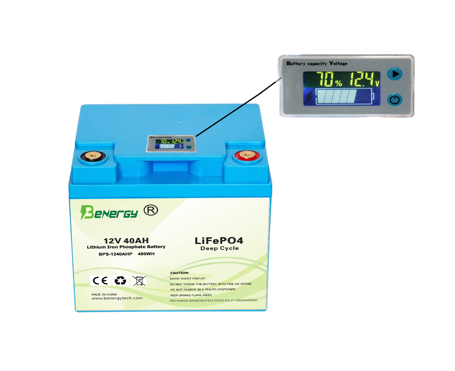 12V 40AH Deep Cycle LiFePO4 Battery - Drop-In Lead Acid Replacement for Solar