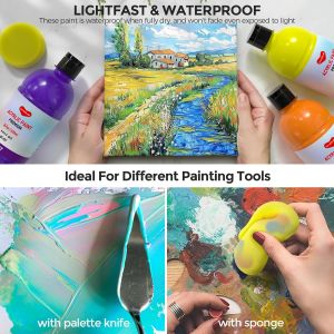 25 Colors Large Set Acrylic Paint Non Toxic Art Painting Supplies For Artist