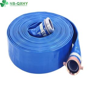 China 3/4 to 16 HD Brown PVC Layflat Hose for Material Agriculture Gardon Water Discharge on sale