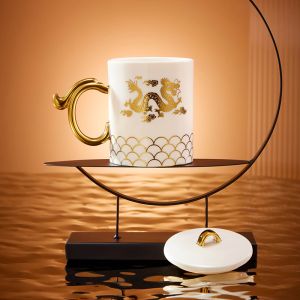 Buy cheap Custom Ceramic Mug Gold Handle Mug With Dragon Pattern from wholesalers