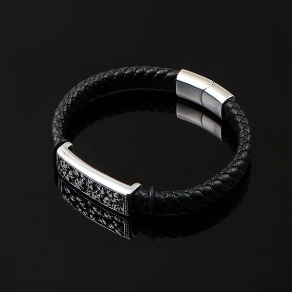 Vintage woven stainless steel men's skull bracelet