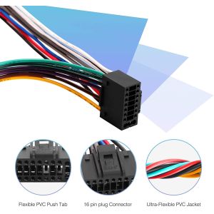 Buy cheap 18AWG 4 Speaker 16 Pin Car Stereo Connector Electrical Wiring Harness from wholesalers