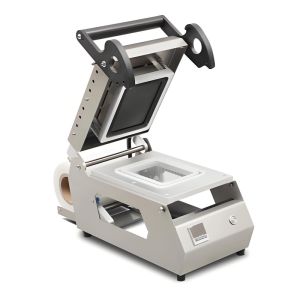 China Compact Manual Tray Sealing Machine DQ-4 with Adjustable Temperature Control Circle-cut Design and Ergonomic Handle on sale