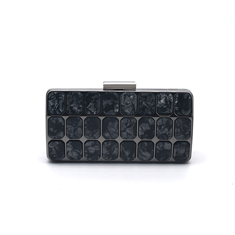 Buy cheap Flat Closure Black Rectangle Handbag Frames With Grey Acrylic from wholesalers