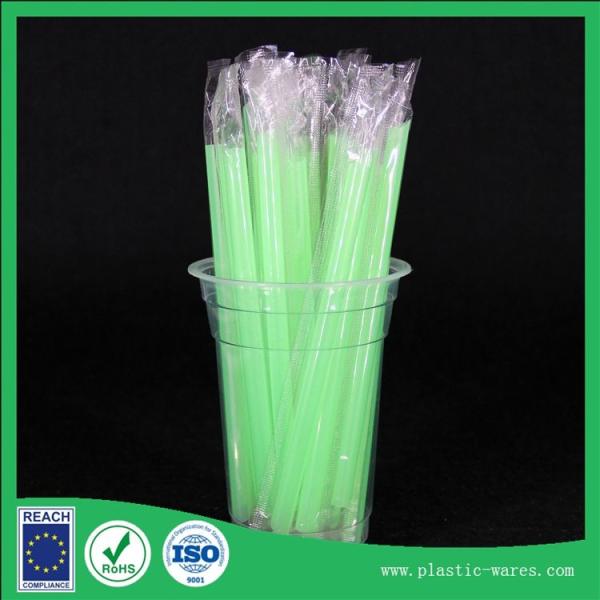 Disposable straight plastic drinking Straws for Juice beverage in green color