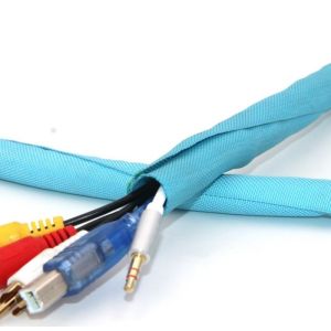 Buy cheap SGS Blue PET Self Wrapping Split Braided Sleeving Abrasion Resistant from wholesalers