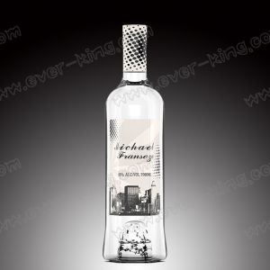 Buy cheap Empty Customized Logo Round Tequila Glass Bottle Frosted 700ml from wholesalers