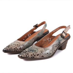 Buy cheap S350 Handmade Gradient Color Leather Square Heel Fashion All-Match Women'S Shoes Elegant Little Fairy Pointed Leather Sh from wholesalers