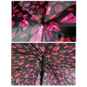 Buy cheap Foldable 8mm Metal Shaft Red Lip Umbrella For Women from wholesalers