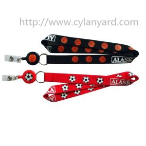 Buy cheap Id badge neckstrap with epoxy dome retractable pull reel, from wholesalers