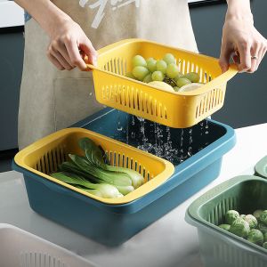 Buy cheap OEM ODM Rectangle Double Plastic Drain Basket Save Space Green from wholesalers