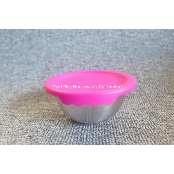 Quality 12,14,16,18cm OEM pink salad bowls set with leakproof lid stainless steel mixing salad bowls set for sale