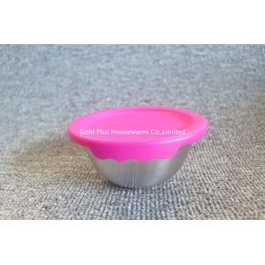 Buy cheap 12,14,16,18cm OEM pink salad bowls set with leakproof lid stainless steel mixing salad bowls set from wholesalers