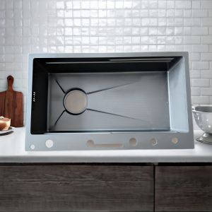 Buy cheap Grey Partition Kitchen Sink 11kg Stainless Steel Double-Bowl from wholesalers