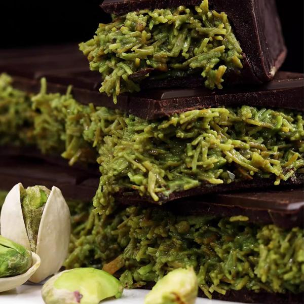 Handmade Dubai compound chocolate with pistachios