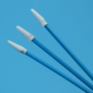 China Lint Free Double Layers Knitted Polyester Tip Swab Small Pointed Cleanroom Swab With Blue Handle on sale