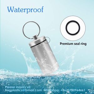 Keychain Pill Holder (5 Pack), Aluminum Waterproof Portable Small Travel