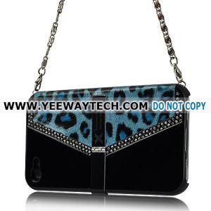 Buy cheap hard cases for iPhone 4S 42233 Xcase - Chain Handle Rhinestone Leopard Case with Stand for iPhone 4 (Black) from wholesalers