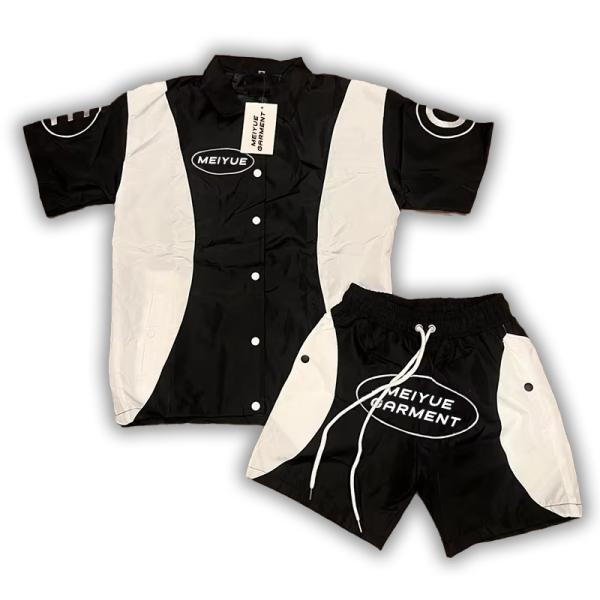 Custom Logo Button up Windbreaker Nylon Shirt Lightweight Shorts Running Summer