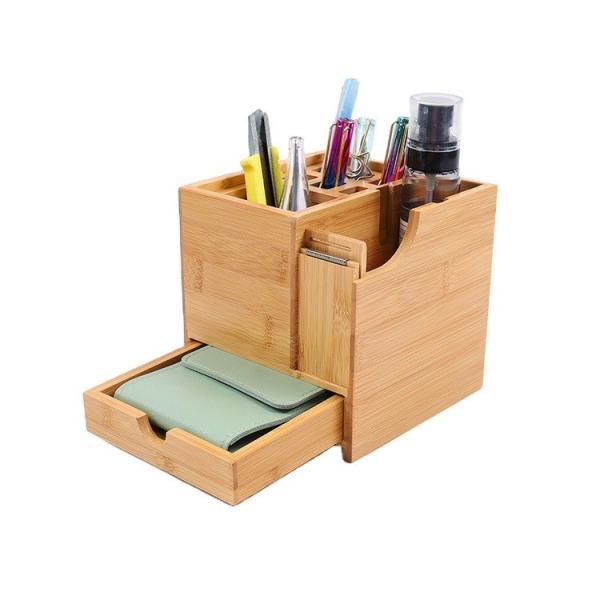 100% Natural Bamboo Wood Office Desk Storage with 1 Drawer Modern Style and