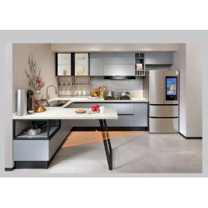 U Shape American style Island Kitchen Cabinet With Drawer Organizer