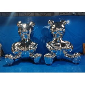 China 2m Silver Bear Advertising Inflatable Mirror Ball Space Atmosphere Decoration PVC on sale