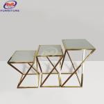 Buy cheap ODM Hotel Equipment And Supplies Golden Three Stage Ladder Tempered Glass Countertop from wholesalers