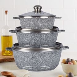 Multifunction 6pcs Double Bottom Die Cast Nonstick Aluminum Cookware Set