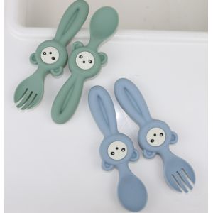 Soft Cute Panda Style Silicone Forks And Spoons For Baby Children