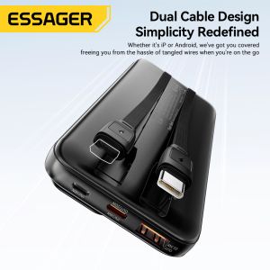 ESSAGER ES-D023 22.5W Digital Portable 20000mAh Power Bank with Cable