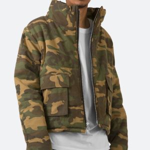 Buy cheap OEM Designer Puff Padded Coat Oversized Jacquard Men's Down Winter Custom Windbreaker Bubble Down Camo Puffer Jackets for Men from wholesalers