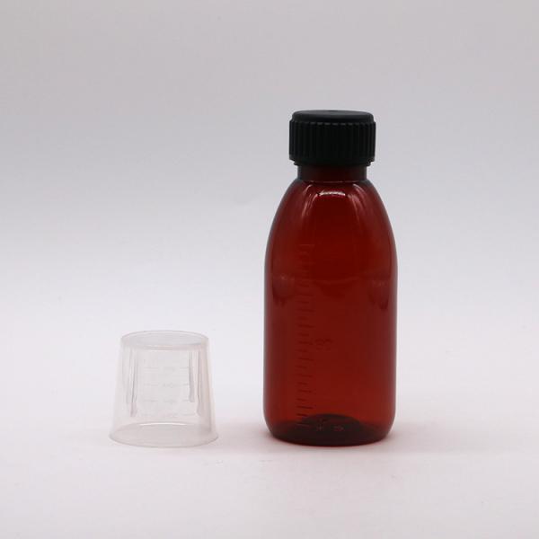 120mL Amber Oval Prescription Bottle Child Safety Cap PET Material for Maple Syrup