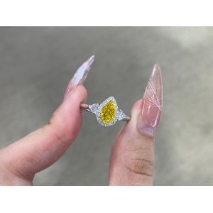 Buy cheap 1.03ct Fancy Vivid Yellow Lab Created Diamond Ring 18k White Gold from wholesalers