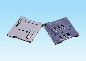 Buy cheap Push Stubborn Type Small Electrical Connectors , SIM Smart Card Connector 6 Pin from wholesalers