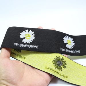 Buy cheap Flowers pattern Little daisy Knitted 4cm nylon elastic band for cuffs Waistband headband custom logo elastic jacquard band from wholesalers
