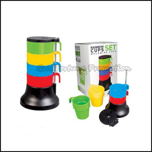 Buy cheap customed logo promotion stacked 4pcs set Eco pp rainbowcoffee water milk bottle mug cup from wholesalers