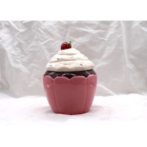 Buy cheap 3D Ice Cream Pink Ceramic Canisters , Ceramic Cupcake Cookie Jar With Lid Size Custom from wholesalers